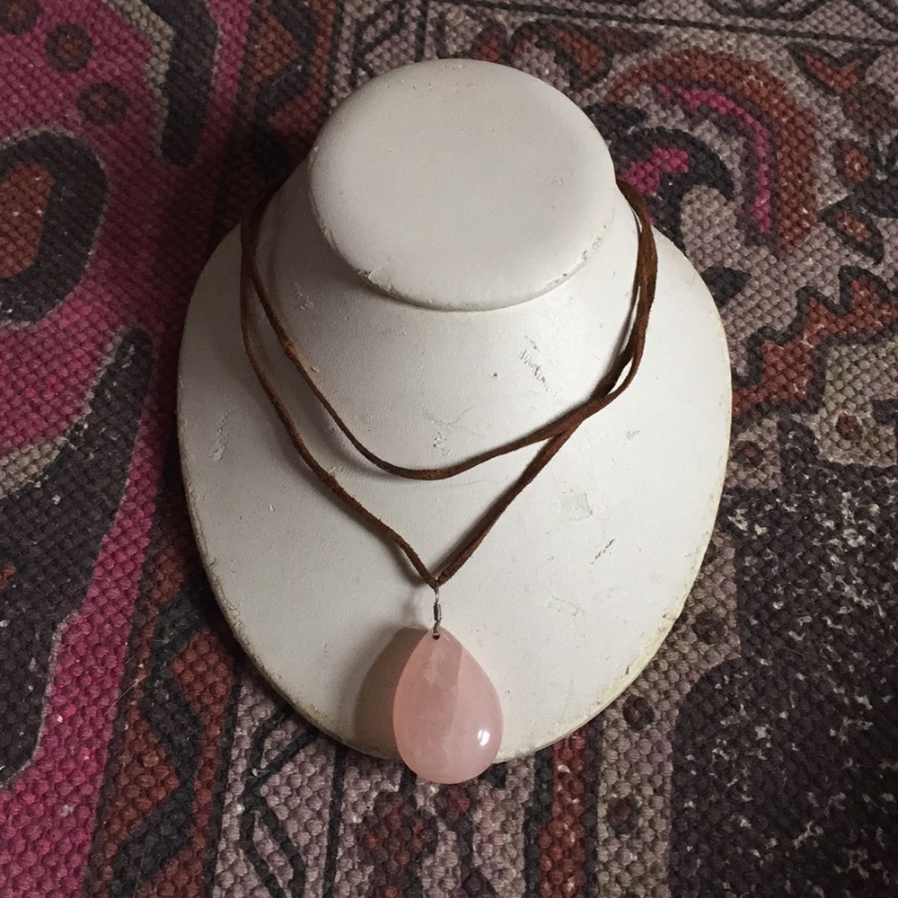 Handmade Rose Quartz Crystal Necklace